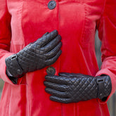 Sarah - Women's Quilted Cashmere Lined Leather Gloves